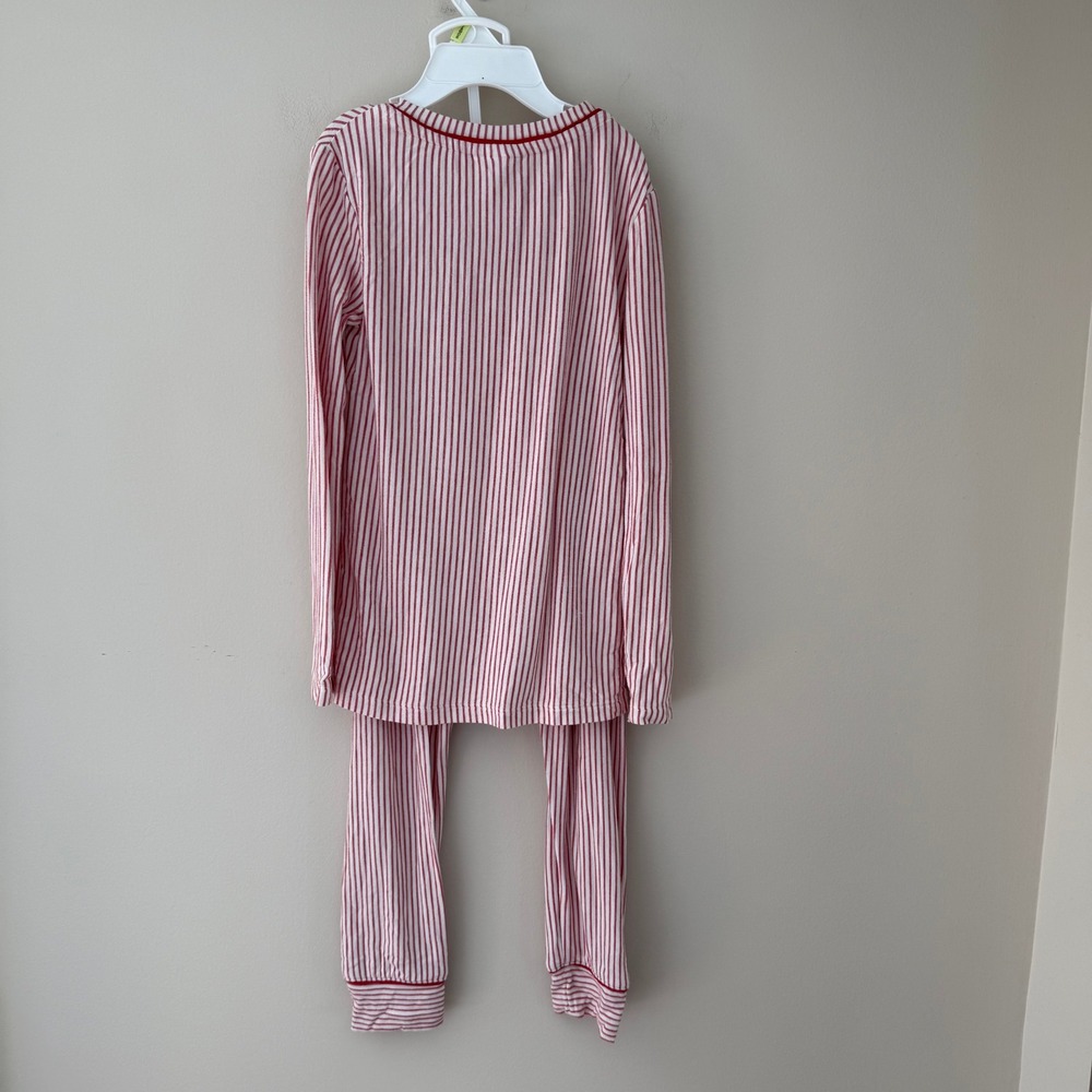 Eberjey Kids Gisele Red White Striped Tencel Modal Pajama Set Size 6 Long Sleeve - Picture 5 of 6